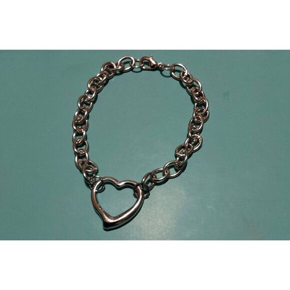 NEW~Trendy Silver Dangling Open Heart Charm Toggle Style Necklace & Bracelet Set - Picture 2 of 3